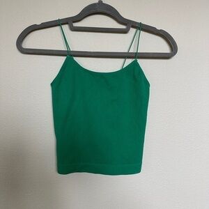 Green Spaghetti Strap Crop Top